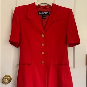 Vintage Red Escada Short Sleeve Blazer Size 36
